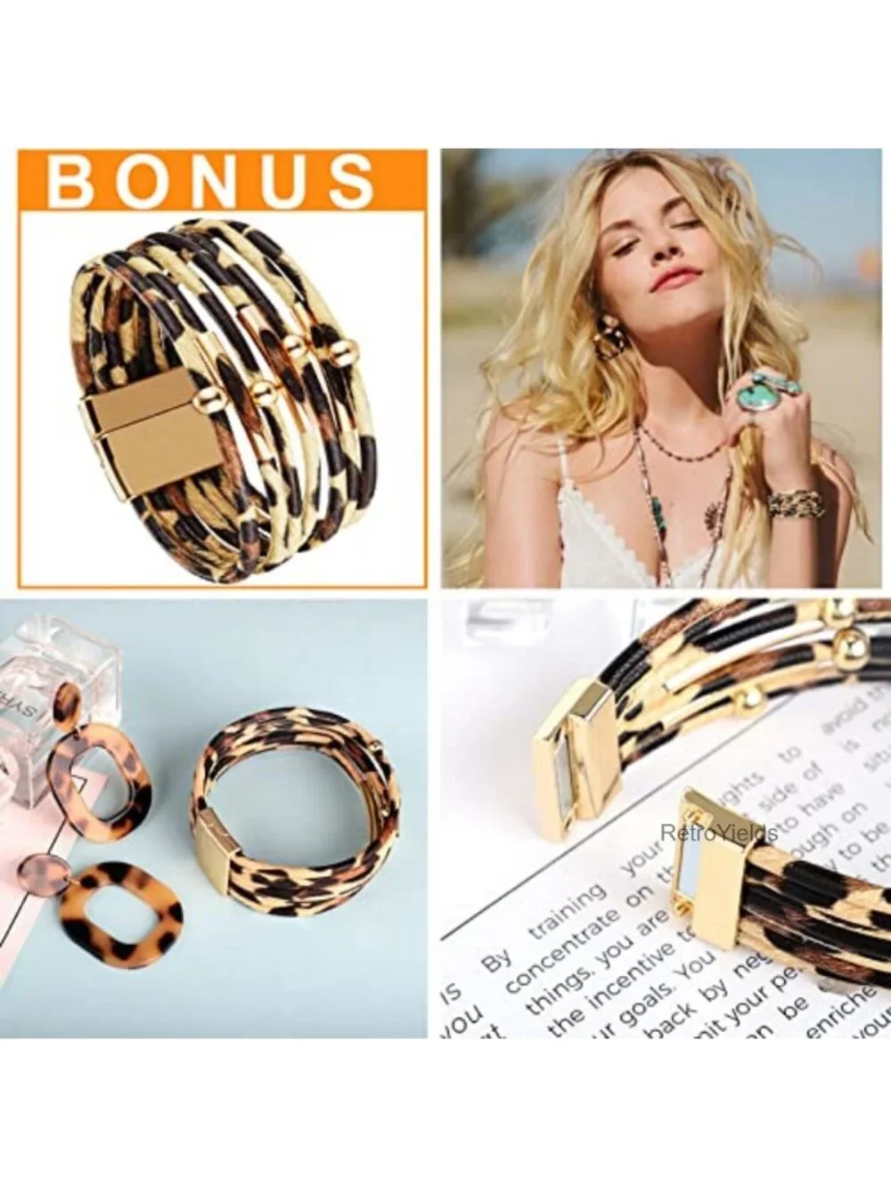 Boho Drop Dangle Earrings Set 9 Pairs Rattan Acrylic Statement Jewelry Women